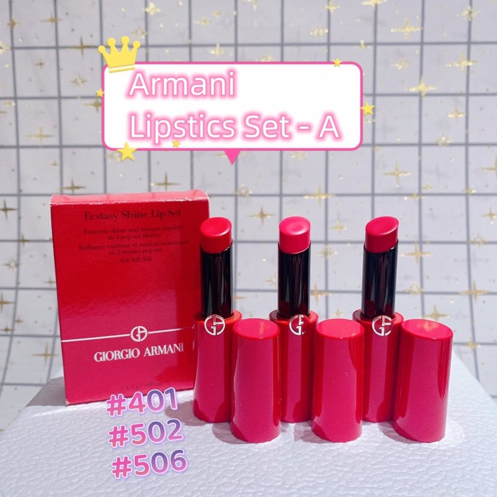 BNIB!!! Giorgio Armani Ecstasy Shine Lip Set #401 #502 #506